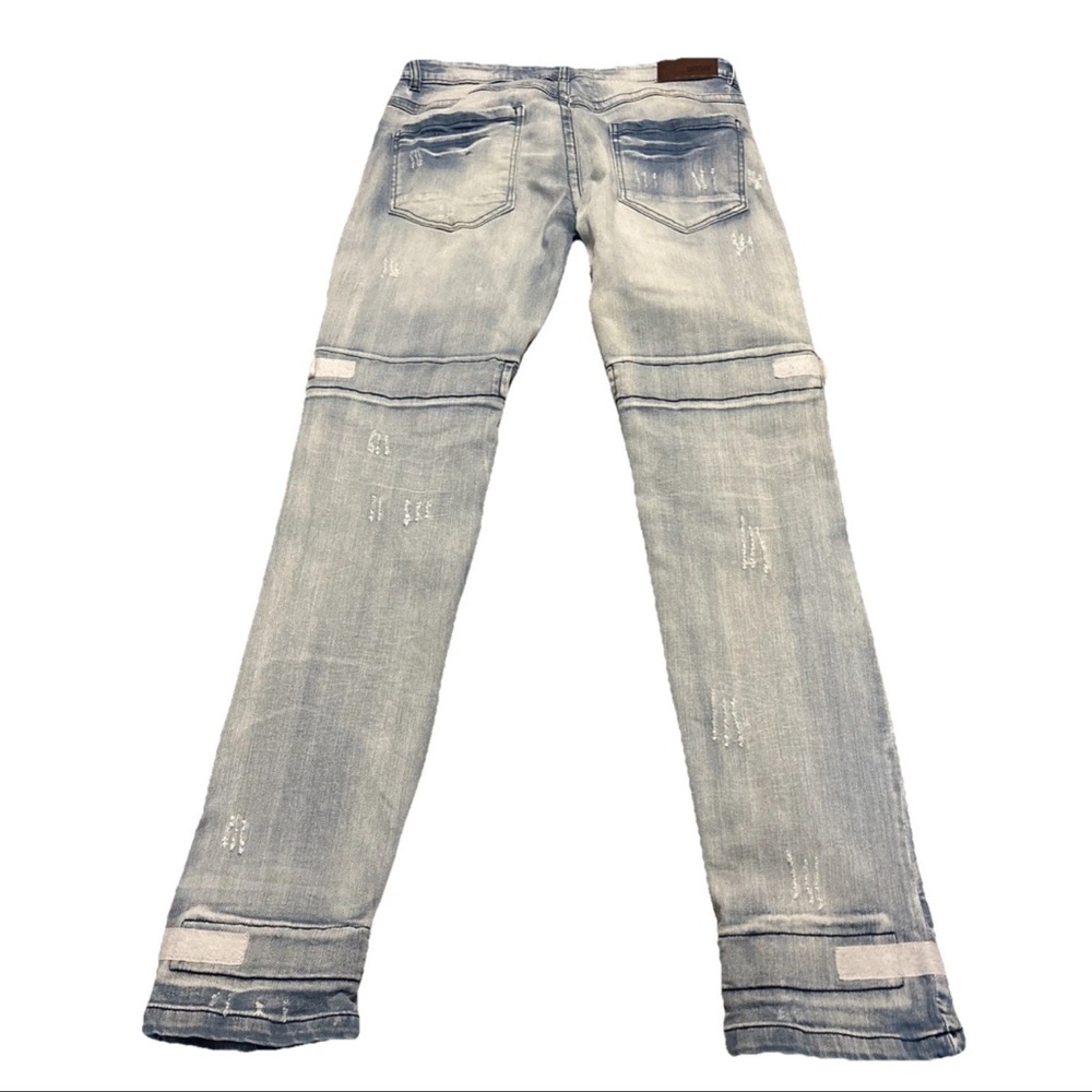 Dash Denim Jeans Men's blue Cargo Moto Biker Ribbed Punk Acid Wash Pants 34 x 34